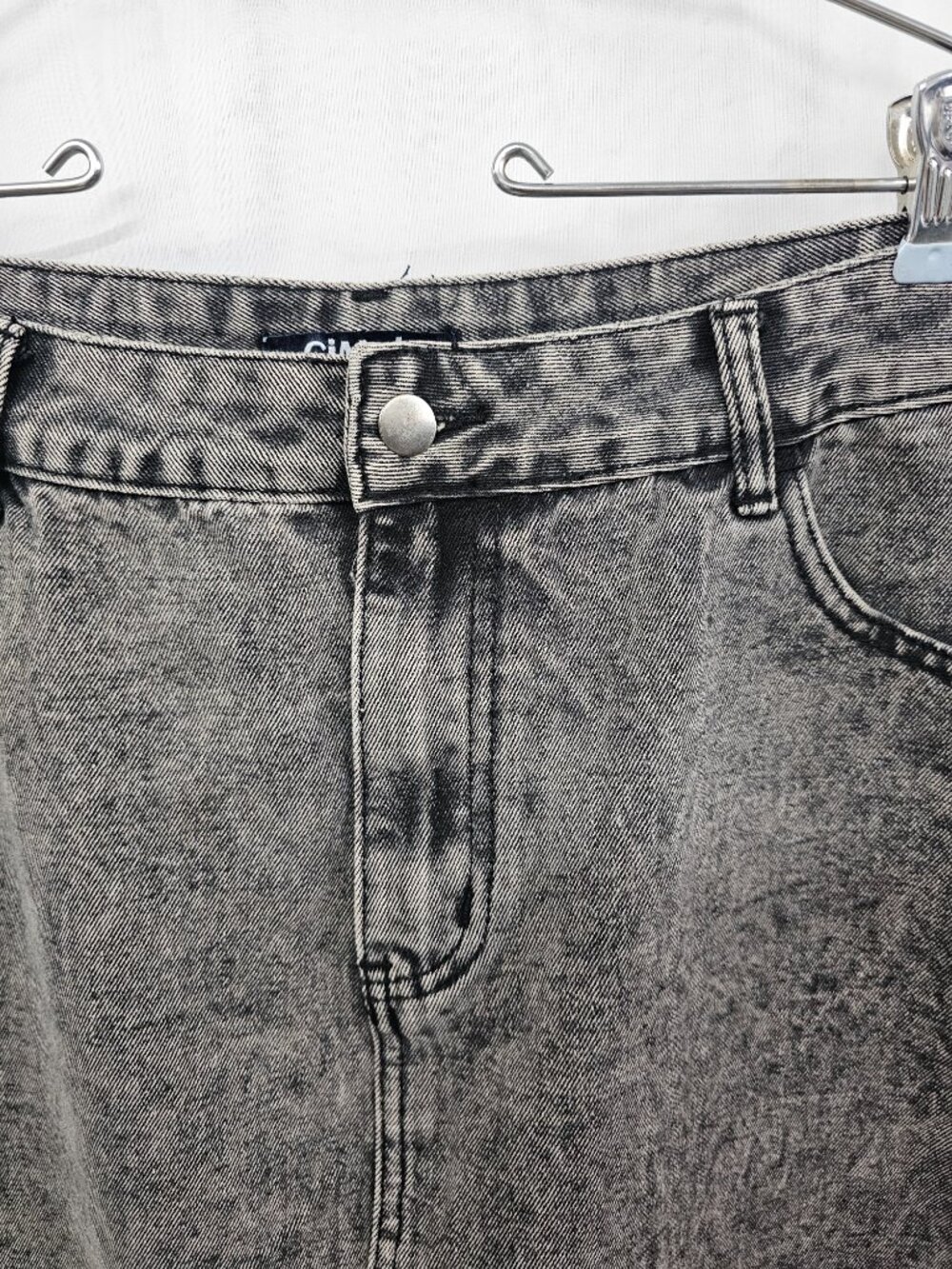 Cimuk Skirt Denim Black Grunge Casual Midi 2XL - Picture 4 of 11